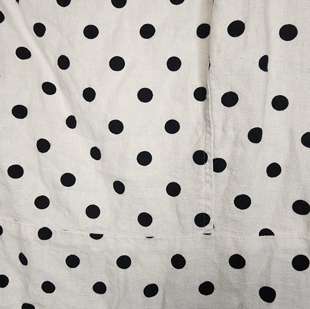 BP. Polka Dot Linen Blend Mini Dress White Black XL Adjustable Straps - Picture 5 of 7
